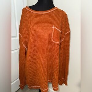 Burnt orange waffle knit sweater